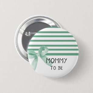 Cute Watercolor Mint Bow Baby Shower Mummy-to-be 6 Cm Round Badge