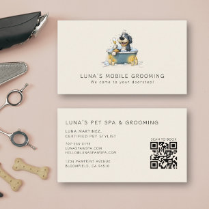 Cute Watercolor Modern Pet Business Dog Groomer  Card