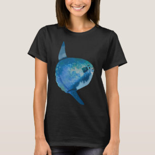 Cute Watercolor Mola Mola Sunfish - Blue T-Shirt