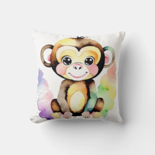 Cute watercolor monkey cushion