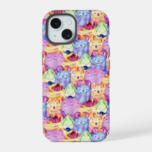 Cute Watercolor Monsters iPhone 15 Case