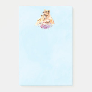 Cute Watercolor Mother Lion & Cub Post-it Notes