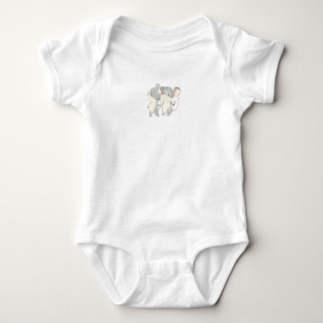 Cute Watercolor Mouse Baby Jumpsuit (Front)