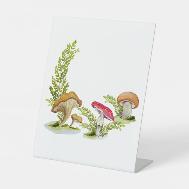 Cute watercolor mushroom pattern  coffee mug card  pedestal sign (Front)