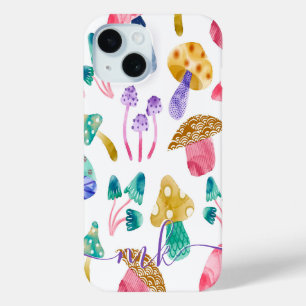Cute Watercolor Mushrooms iPhone 15 Case