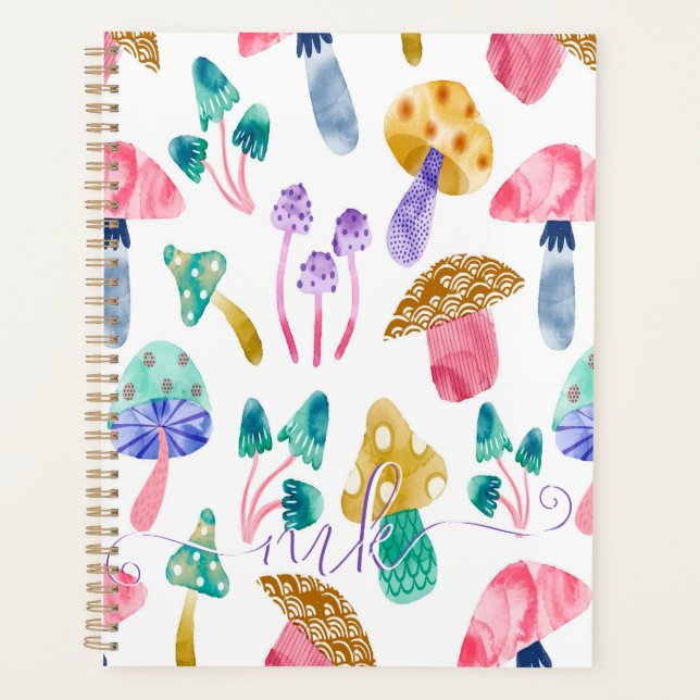 Cute Watercolor Mushrooms  Planner (Front)