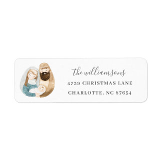 Cute Watercolor Nativity Simple Christmas Address Return Address Label