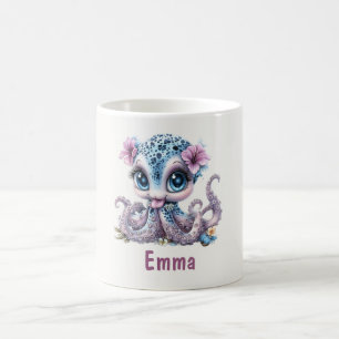 Cute Watercolor Octopus Personalised Kids Mug