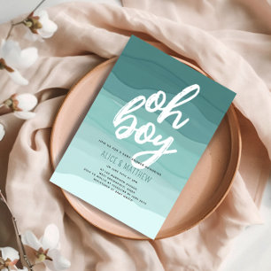 Cute Watercolor Oh Boy Baby Shower Invitation
