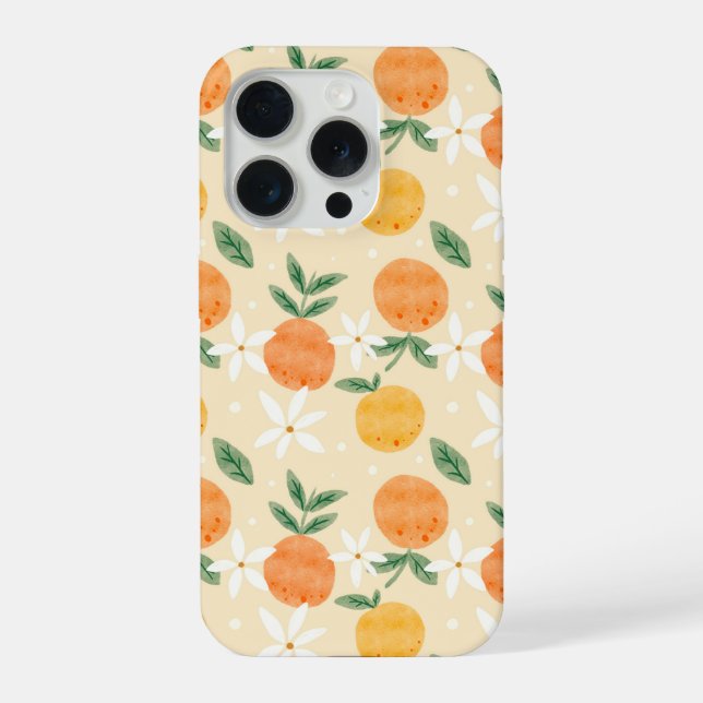 Cute Watercolor Orange Fruit Seamless Pattern  iPhone Case (Back)