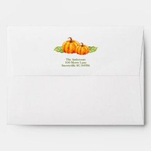Cute Watercolor Orange Pumpkins Envelope
