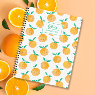 Cute Watercolor Oranges on white Notebook