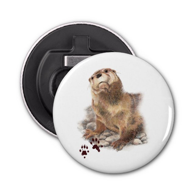Cute Watercolor Otter Wildlife Animal art Bottle Opener (Front)