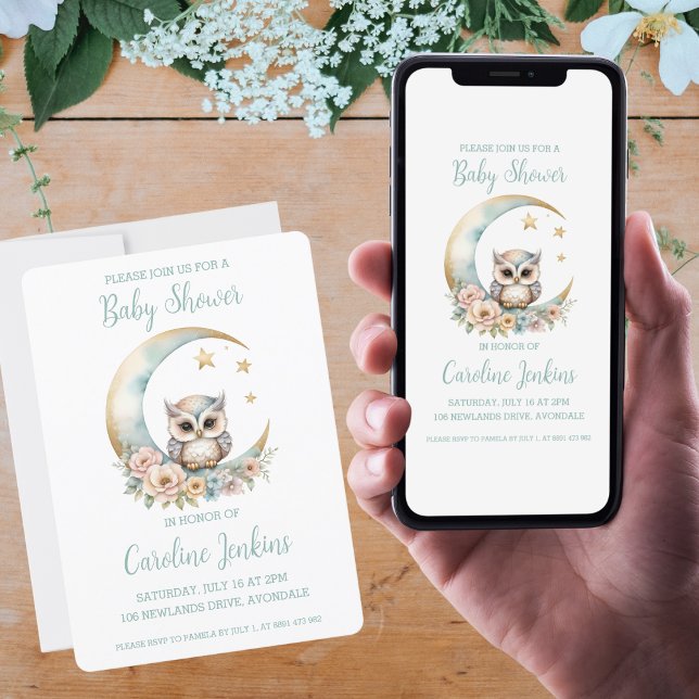 Cute Watercolor Owl Baby Shower Invitation (Available in print and digital options!)
