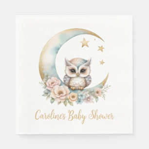 Cute Watercolor Owl Baby Shower Napkin