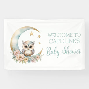 Cute Watercolor Owl Baby Shower Welcome Banner