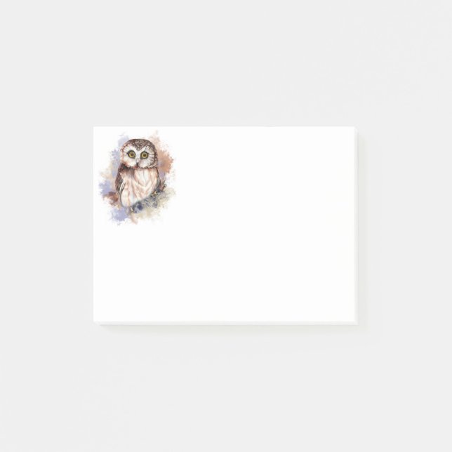 Cute Watercolor Owl Bird Nature art Post-it Notes (Front)