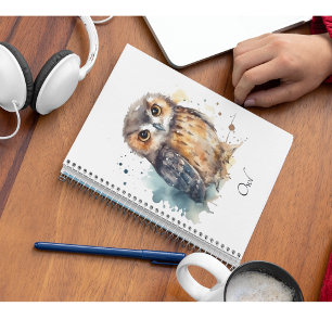 Cute Watercolor Owl, custom Planner