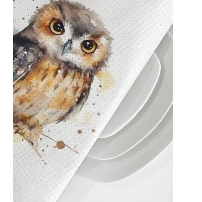 Cute Watercolor Owl, custom Tea Towel (Creator Uploaded)