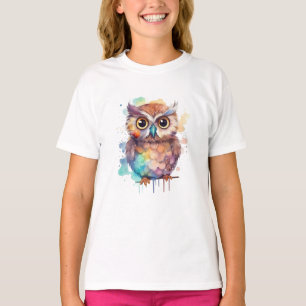 Cute Watercolor Owl For Girls T-Shirt