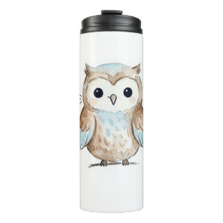 Cute Watercolor Owl Thermal Travel Mug