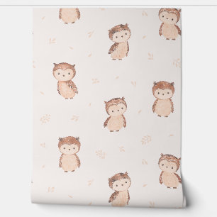 Cute Watercolor owls in earth tones Wallpaper