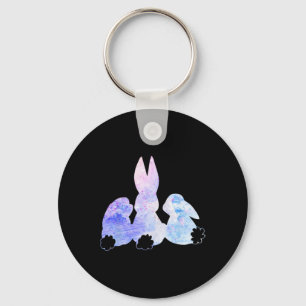 Cute Watercolor Paint Rabbit Ears Easter Day Hipst Key Ring
