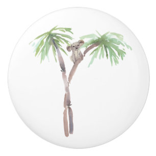 Cute Watercolor Palm Tree Koala Bear Ceramic Knob