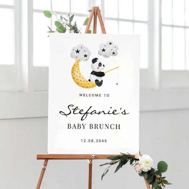 Cute Watercolor Panda Baby Brunch Welcome Poster (Creator Uploaded)