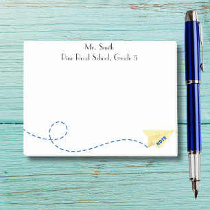 Cute watercolor Paper Aeroplane with Note,Custom Post-it Notes