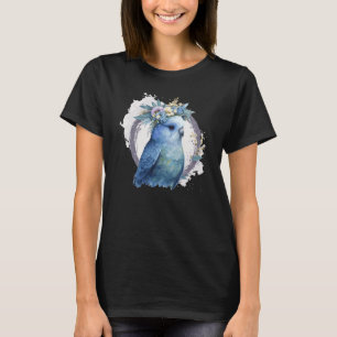 Cute Watercolor Parakeet Budgie Bird Flower Crown T-Shirt