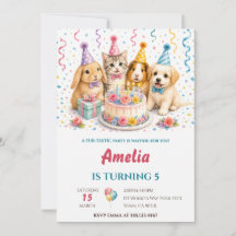 Cute Watercolor Party Animals Pastel Cake Birthday