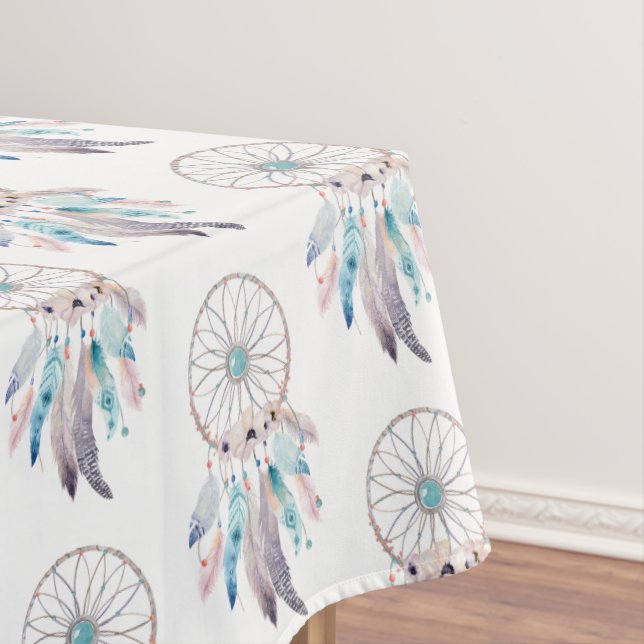 Cute Watercolor Pastel Bohemian Dreamcatcher Decor Tablecloth (In Situ)