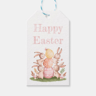 Cute Watercolor Pastel Bunnies & Eggs Easter Favou Gift Tags