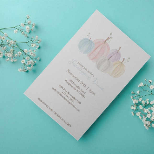 Cute Watercolor Pastel Pumpkins Thanksgiving Invitation (Creator Uploaded)