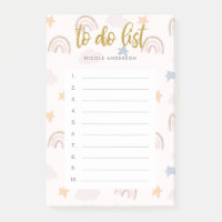 Cute Watercolor Pastel Rainbow Clouds To do List