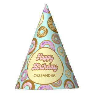 Cute Watercolor Pastel Sprinkle Doughnut Green Party Hat