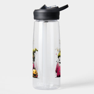 Cute Watercolor Patchwork Ghost Hallow Water Bottle