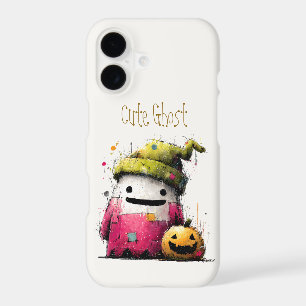 Cute Watercolor Patchwork Ghost Halloween
