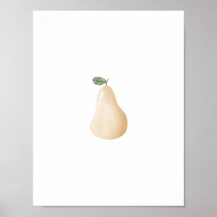 Cute Watercolor Pear Fruit Nursery Poster