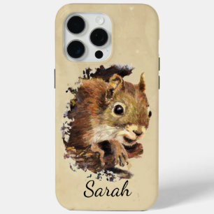 Cute Watercolor Peeking Squirrel Customise iPhone 15 Pro Max Case