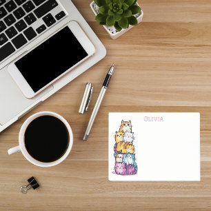 Cute Watercolor Personalised Cat Lovers Fun Post-it Notes