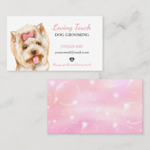 Cute Watercolor Pet Dog Grooming Service Business Card