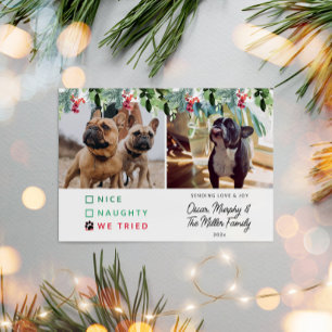 Cute Watercolor Pet Photo Christmas Holiday Card