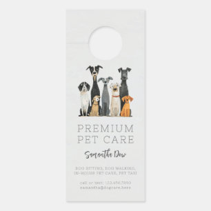Cute Watercolor Pets Dogs Pet Sitter Dog Walker Door Hanger