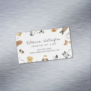 Cute Watercolor Pets Dogs Pet Sitter Dog Walker Magnetic Business Card