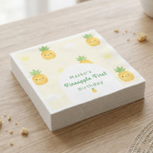 Cute Watercolor Pineapple 1st Birthday
