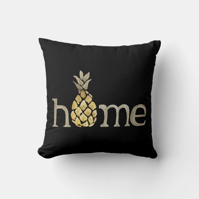 Cute Watercolor Pineapple Country Throw Pillow (Front)