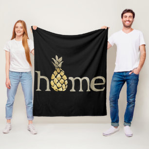 Cute Watercolor Pineapple Home Decor Fleece Blanket