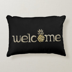 Cute Watercolor Pineapple Welcome Accent Pillow